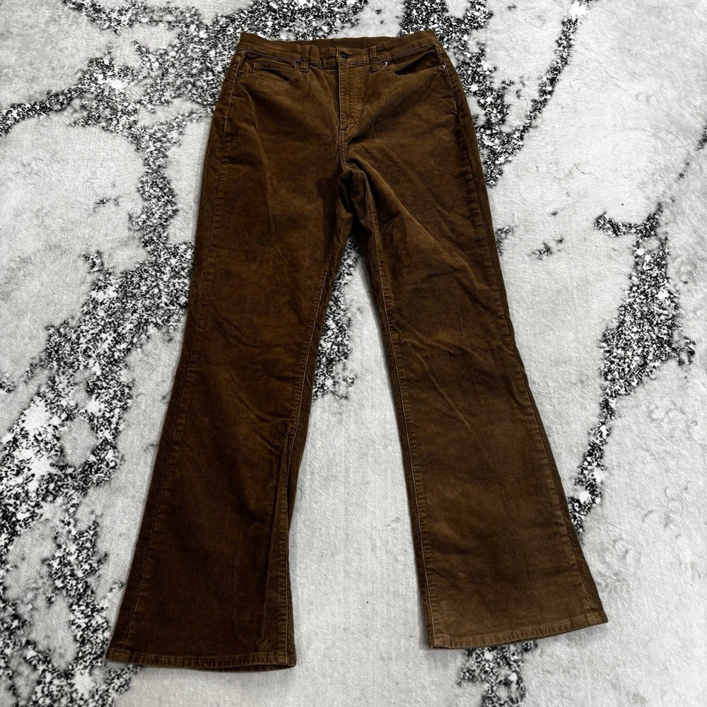 Uniqlo Women's Size 6 Brown Corduroy Slim Flared Pants Cotton Stretch High Waist